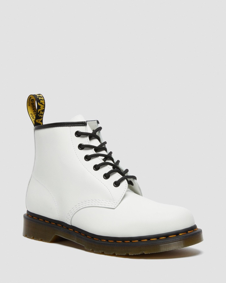 Botine Dr.martens Romania Piele Neteda Alba 101 Cusaturi Galbene Piele Neteda