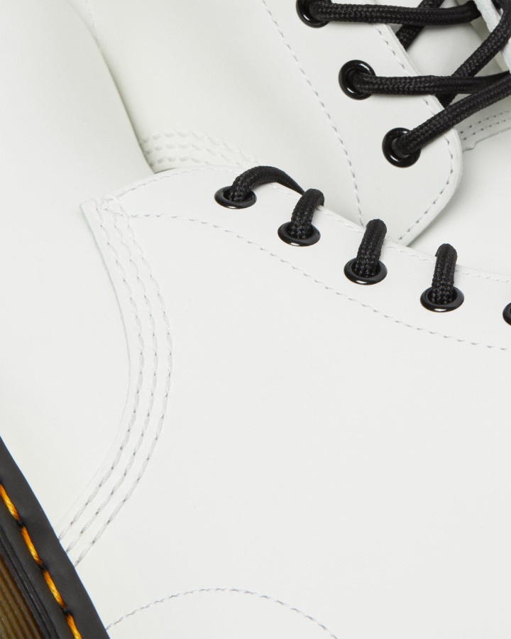 Botine Dr.martens Romania Piele Neteda Alba 101 Cusaturi Galbene Piele Neteda