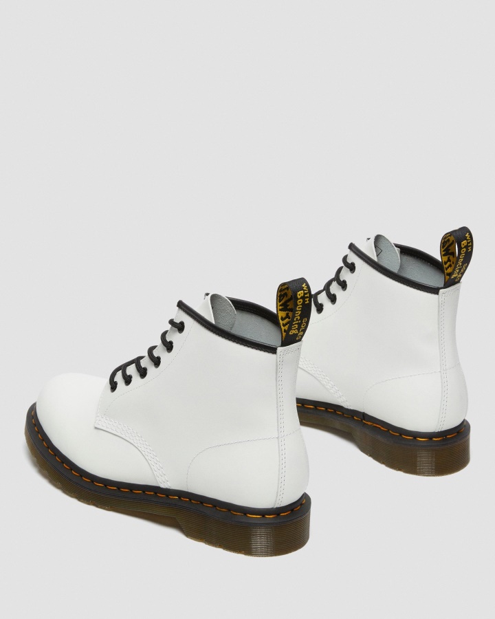 Botine Dr.martens Romania Piele Neteda Alba 101 Cusaturi Galbene Piele Neteda