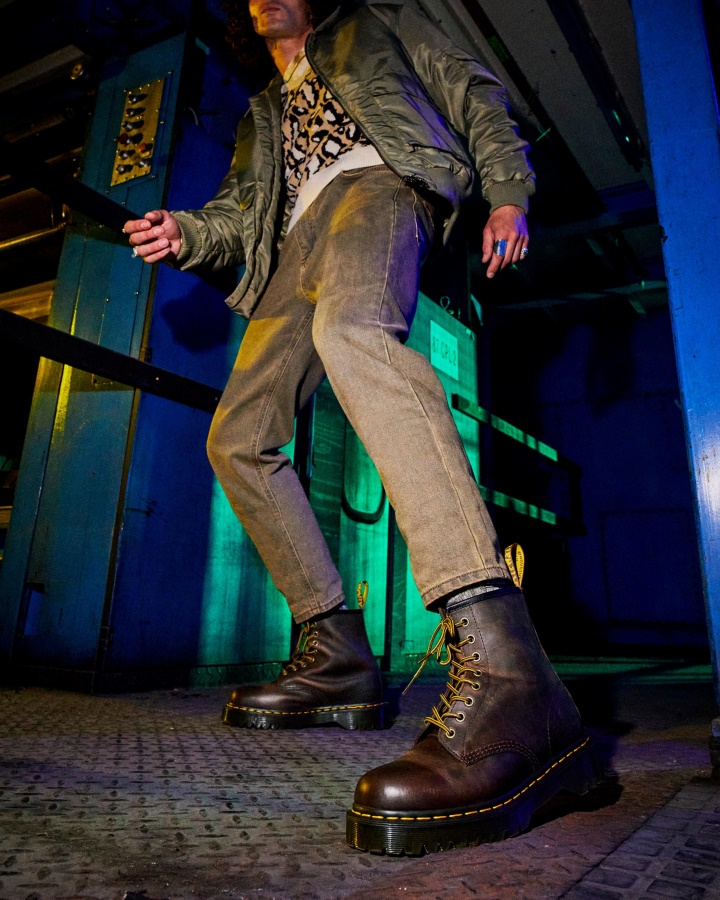 Maro închis, Piele De Cal Nebun, Dr.martens Romania 1460 Bex, Cizme Cu șireturi Din Piele De Cal Nebun