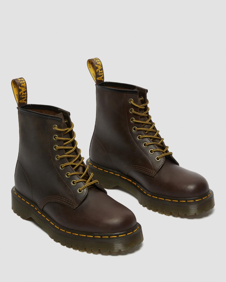Maro închis, Piele De Cal Nebun, Dr.martens Romania 1460 Bex, Cizme Cu șireturi Din Piele De Cal Nebun