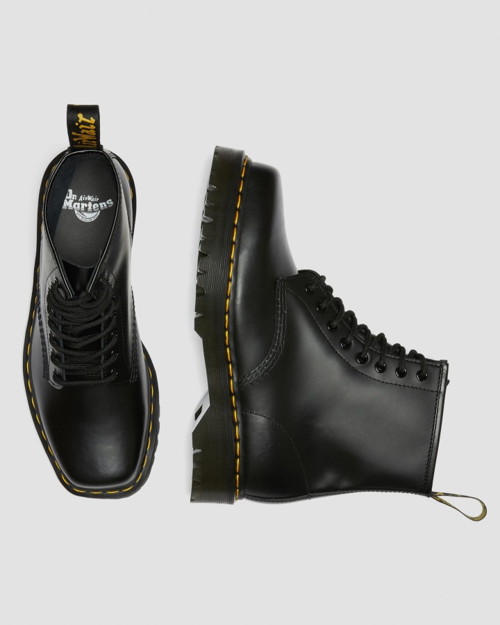 Cizme Netede Lustruite Netede Dr.martens Romania 1460 Bex Cu Vârf Pătrat Din Piele Cu șireturi