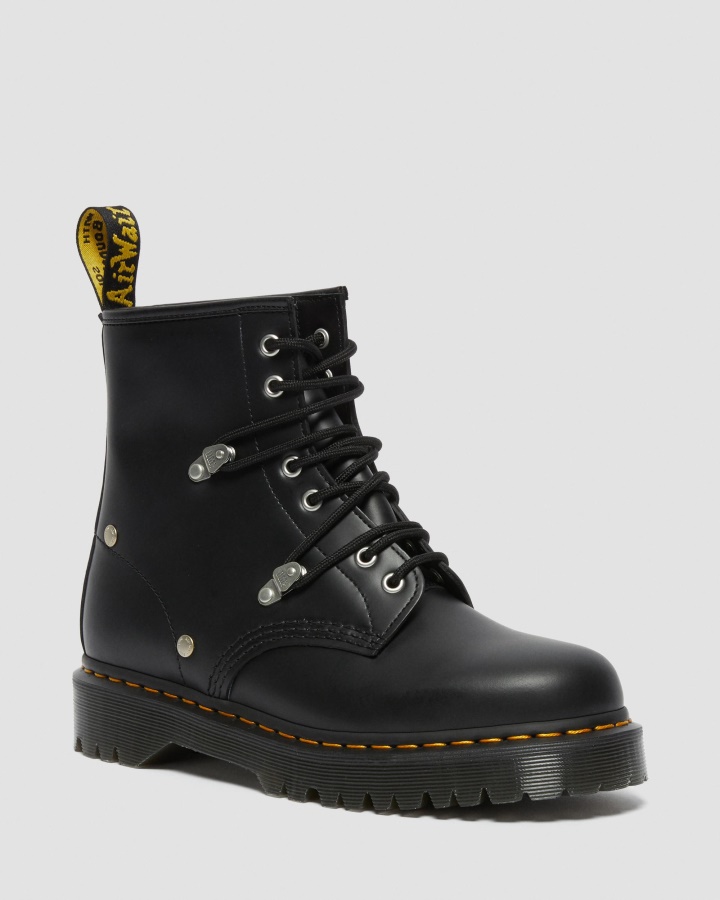 Dr.martens Romania Black Fine Haircell 1460 Cizme Din Piele Cu Siret Cu Siret