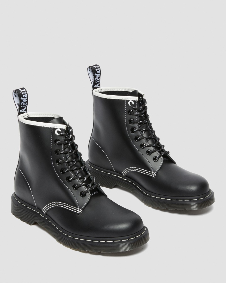 1460 Cizme Cu Siret Din Piele Cu Cusaturi De Contrast Piele Neteda Neagra Dr.martens Romania