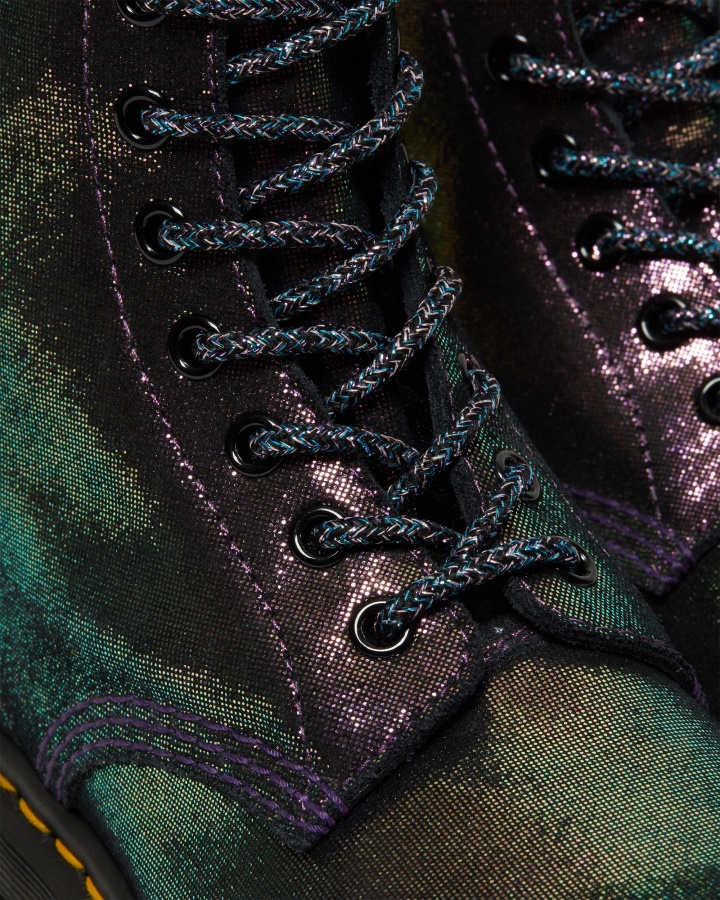 1460 Cizme Disco Irizante Din Piele Intoarsa Cu Siret Mov Disco Dr.martens Romania