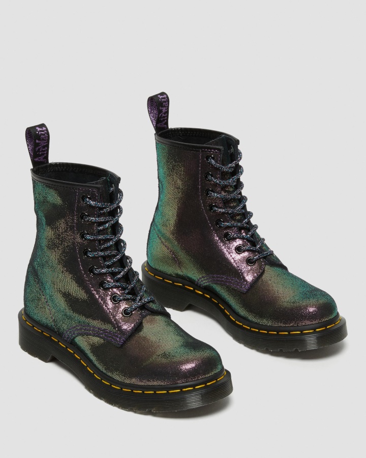 1460 Cizme Disco Irizante Din Piele Intoarsa Cu Siret Mov Disco Dr.martens Romania