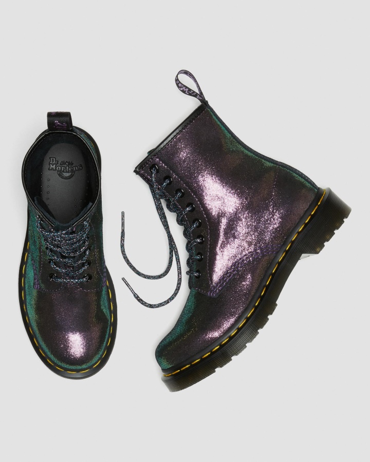 1460 Cizme Disco Irizante Din Piele Intoarsa Cu Siret Mov Disco Dr.martens Romania