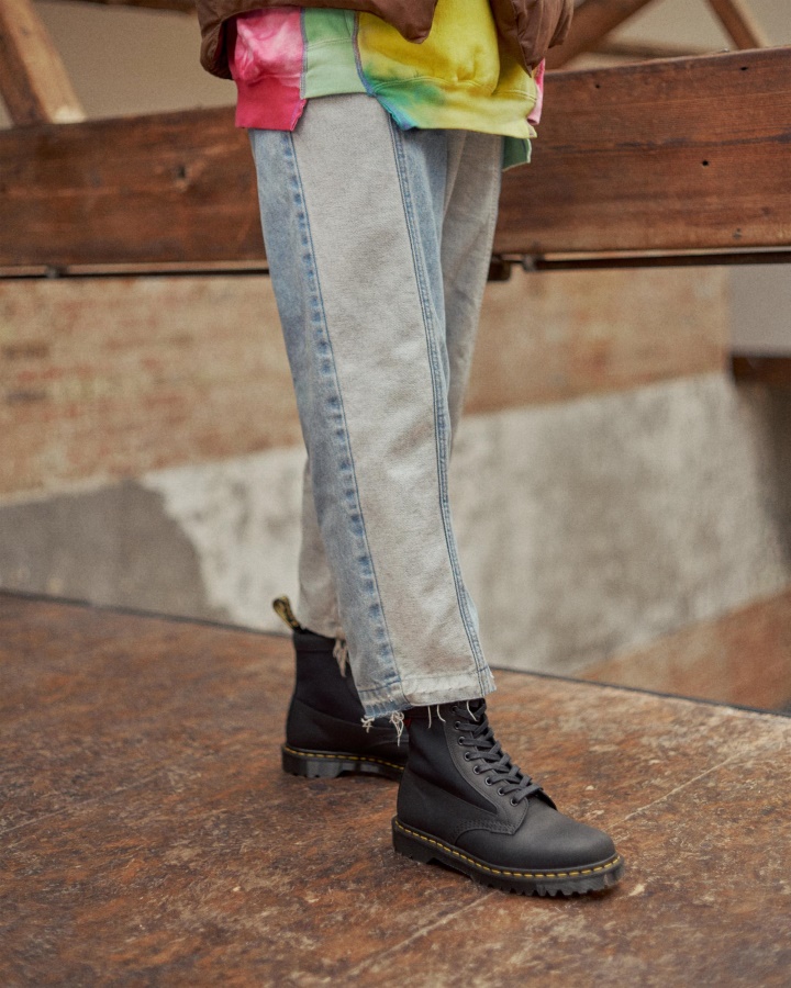 Cizme Negru Dockyard+ventile Dr.martens Romania 1460 Panou Fabricat In Piele Anglia