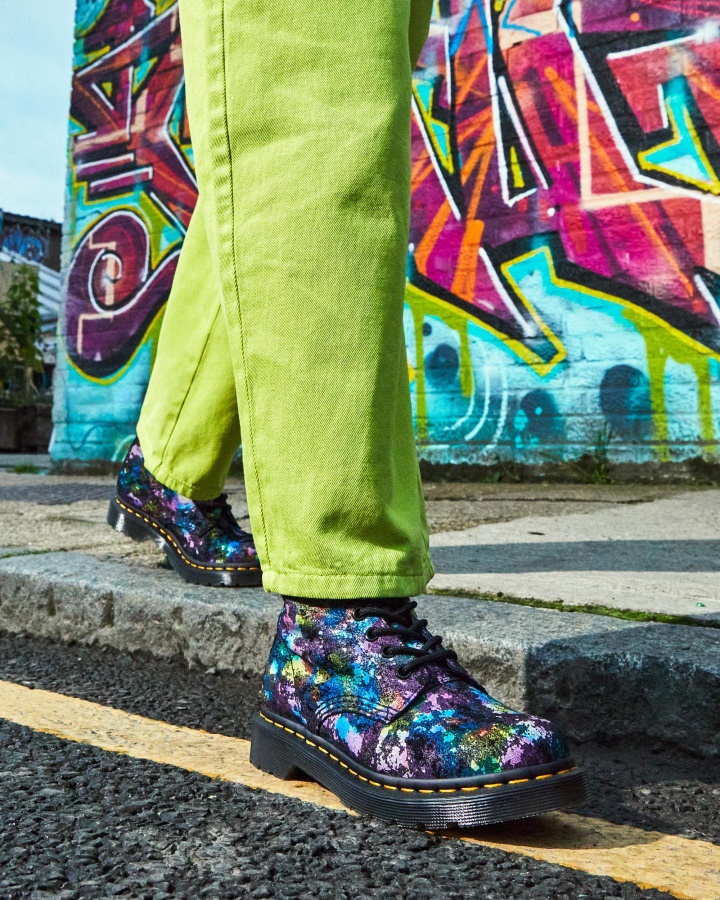 Dr.martens Romania Negru 1460 Pascal Confetti Piele Intoarsa Cizme Siret