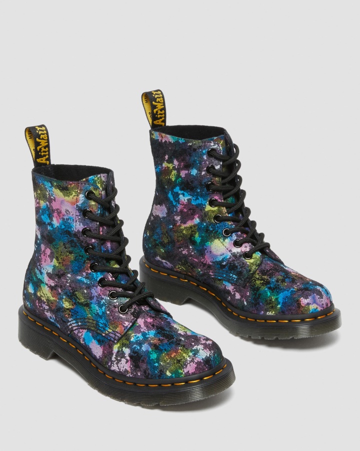 Dr.martens Romania Negru 1460 Pascal Confetti Piele Intoarsa Cizme Siret