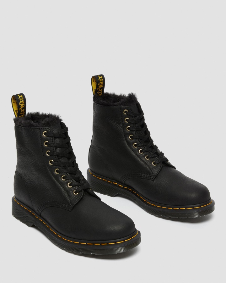 1460 Pascal Cizme Pentru Bărbați Din Blană Artificială Căptușite Cu șireturi Dr.martens Romania Ambasador Negru