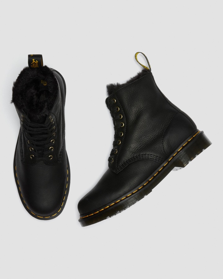 1460 Pascal Cizme Pentru Bărbați Din Blană Artificială Căptușite Cu șireturi Dr.martens Romania Ambasador Negru