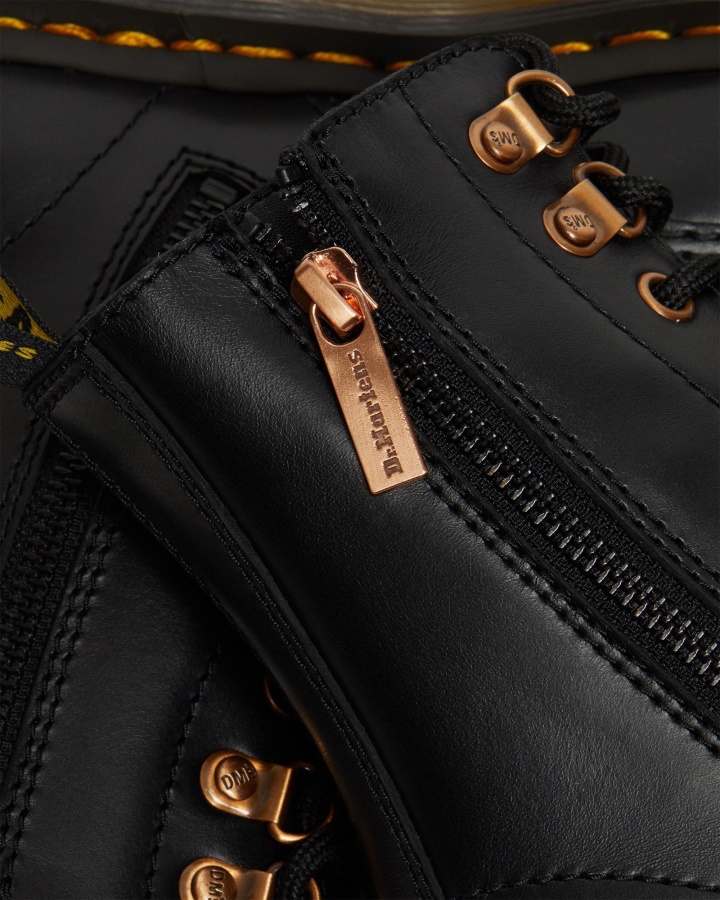 Cizme Negre Wanama Dr.martens Romania 1460 Pascal Rose Gold Hardware Din Piele Cu Siret