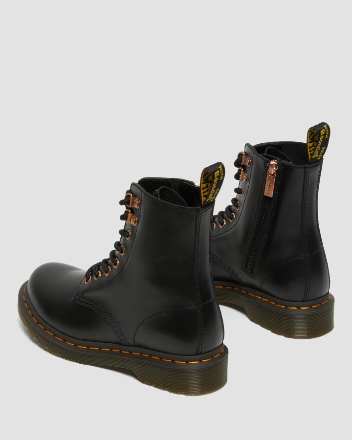Cizme Negre Wanama Dr.martens Romania 1460 Pascal Rose Gold Hardware Din Piele Cu Siret