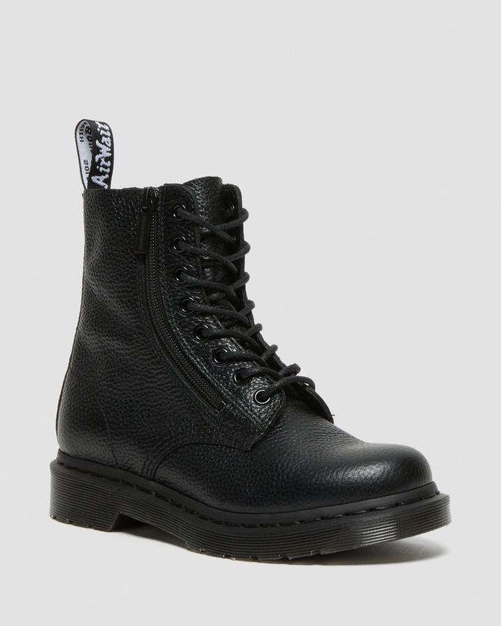 Cizme De Dama Dr.martens Romania 1460 Pascal Din Piele Nappa Frezata Neagra Cu Fermoar