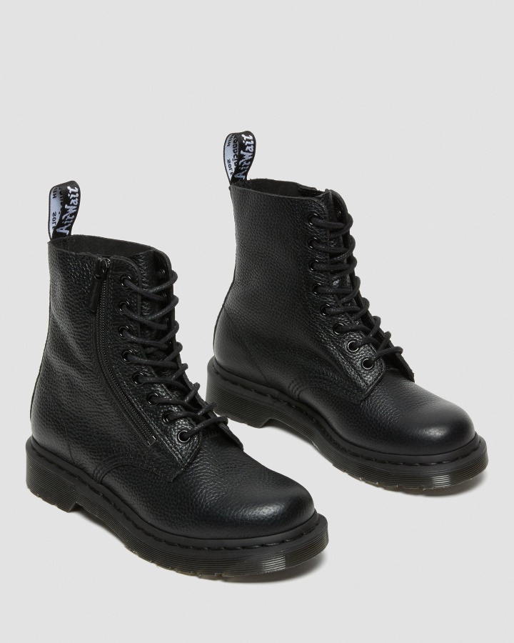 Cizme De Dama Dr.martens Romania 1460 Pascal Din Piele Nappa Frezata Neagra Cu Fermoar