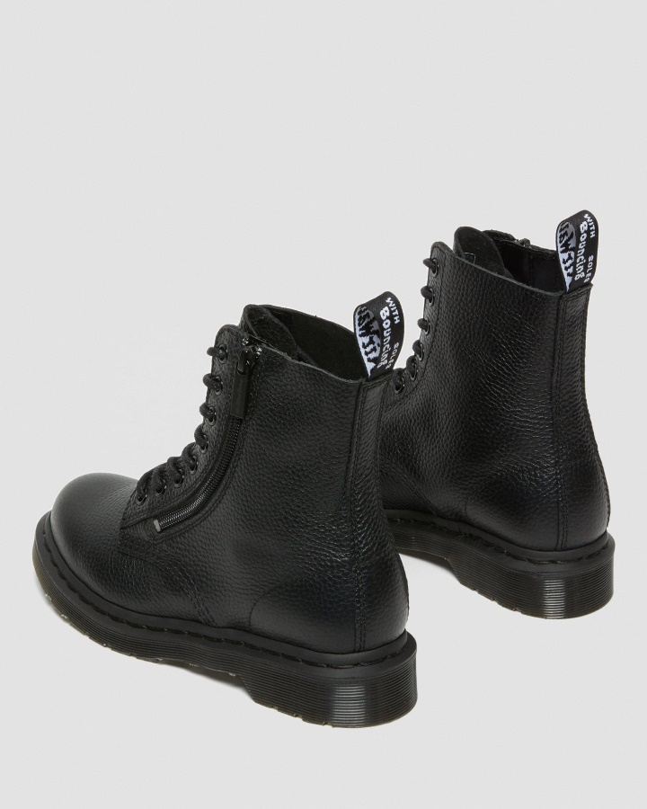 Cizme De Dama Dr.martens Romania 1460 Pascal Din Piele Nappa Frezata Neagra Cu Fermoar