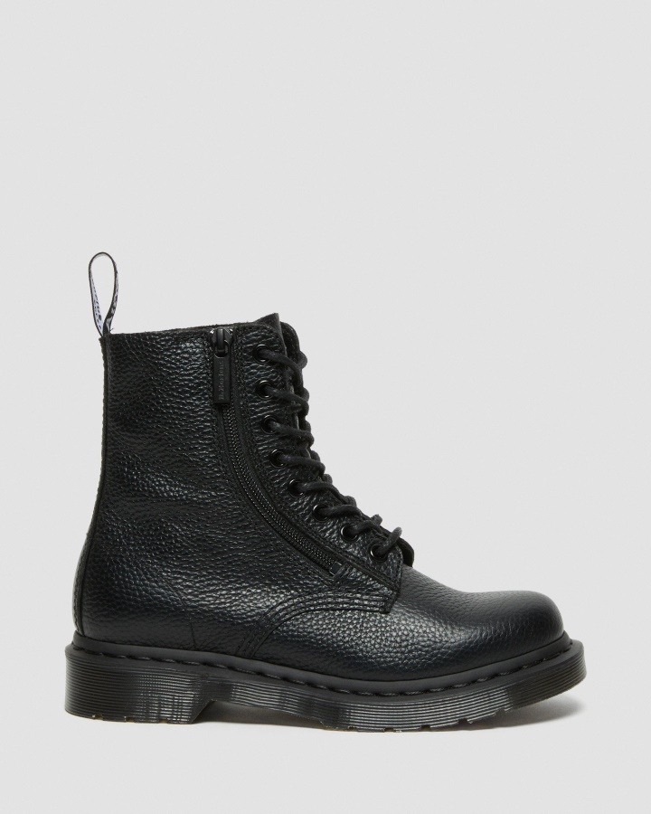 Cizme De Dama Dr.martens Romania 1460 Pascal Din Piele Nappa Frezata Neagra Cu Fermoar