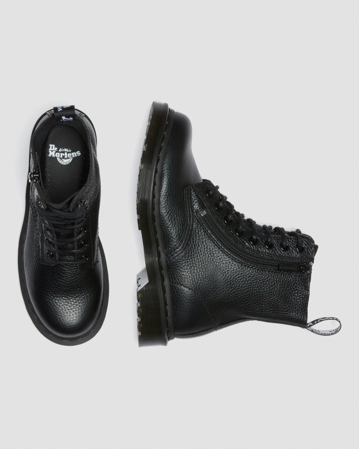 Cizme De Dama Dr.martens Romania 1460 Pascal Din Piele Nappa Frezata Neagra Cu Fermoar
