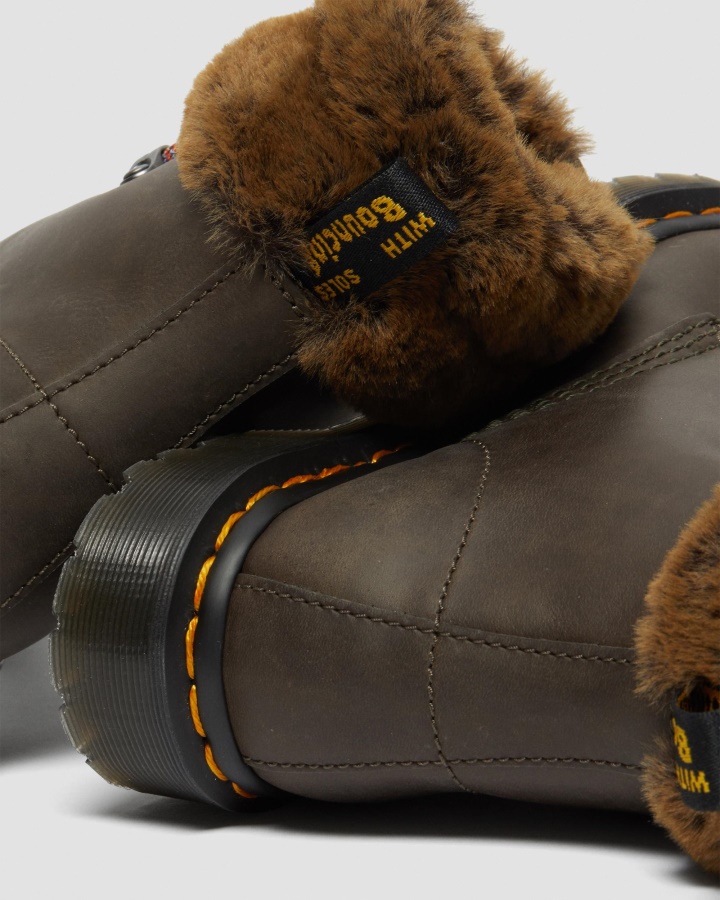 Cizme Dr.martens Romania Gri Streeter+milo Blană 1460 Serena Guler Blană Artificială Căptușite Cu șireturi