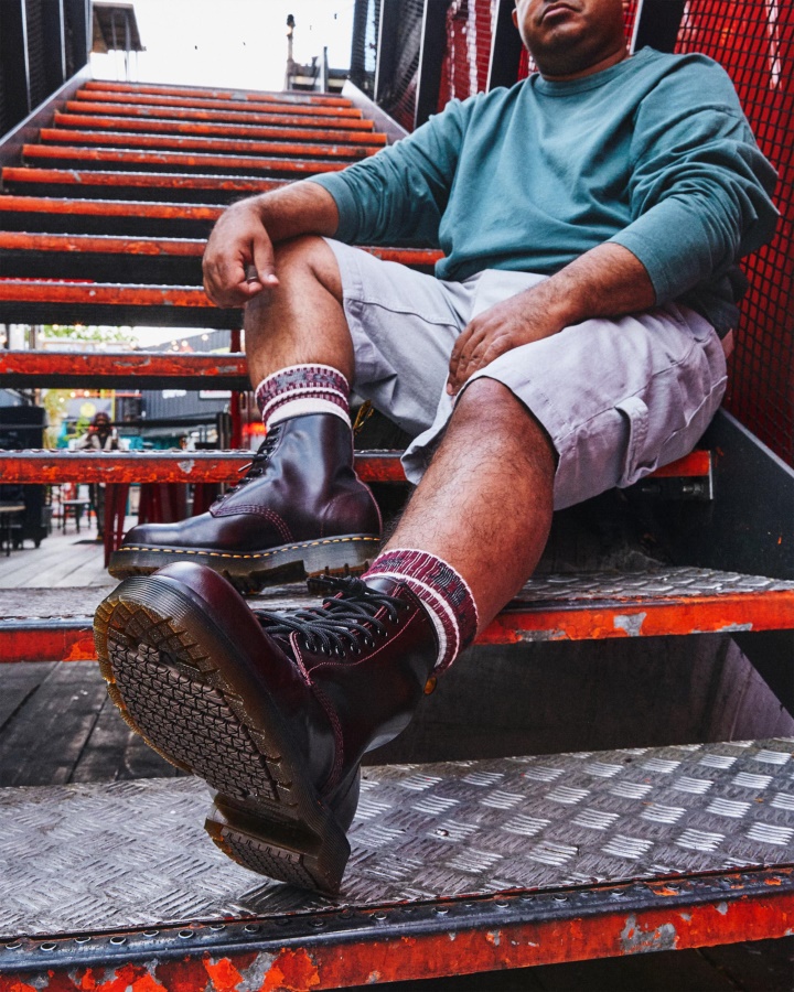 Oxblood Atlas Dr.martens Romania 1460 Cizme Antiderapante Din Piele Atlas Cu Siret