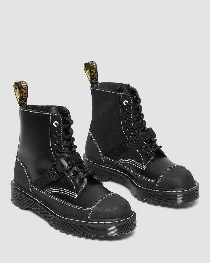 1460 Tech Made In England Piele Cizme Cu Sireturi Piele Neteda Neagra Dr.martens Romania