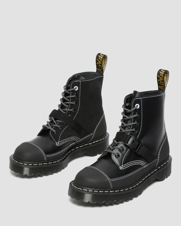 1460 Tech Made In England Piele Cizme Cu Sireturi Piele Neteda Neagra Dr.martens Romania