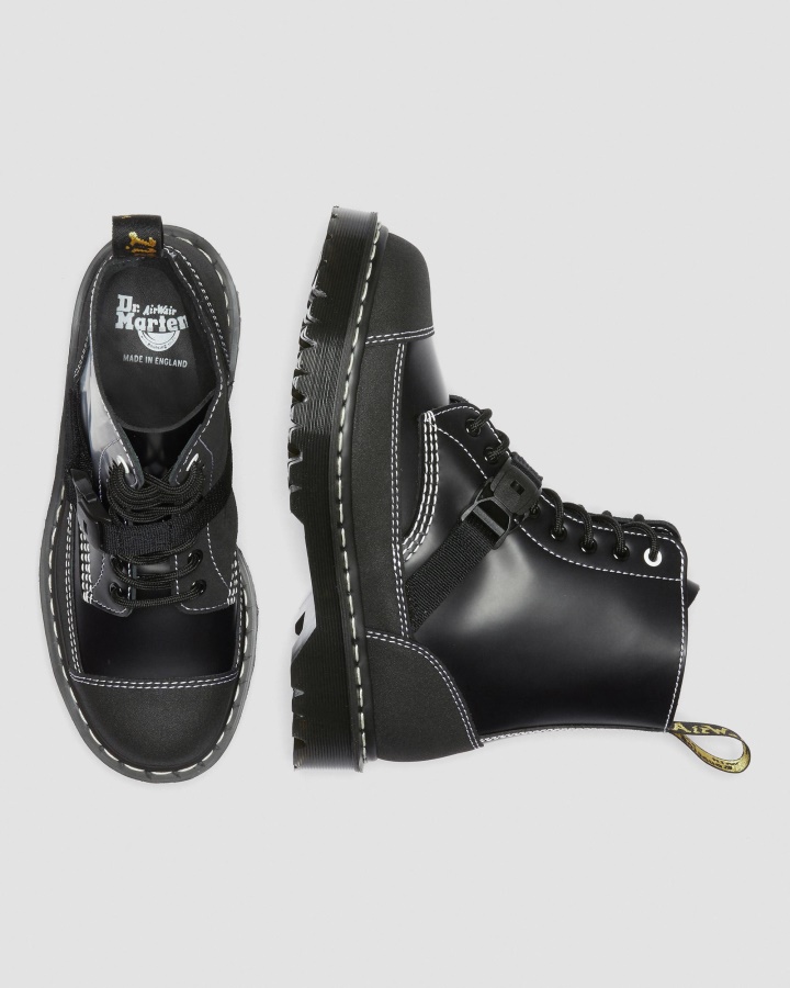 1460 Tech Made In England Piele Cizme Cu Sireturi Piele Neteda Neagra Dr.martens Romania