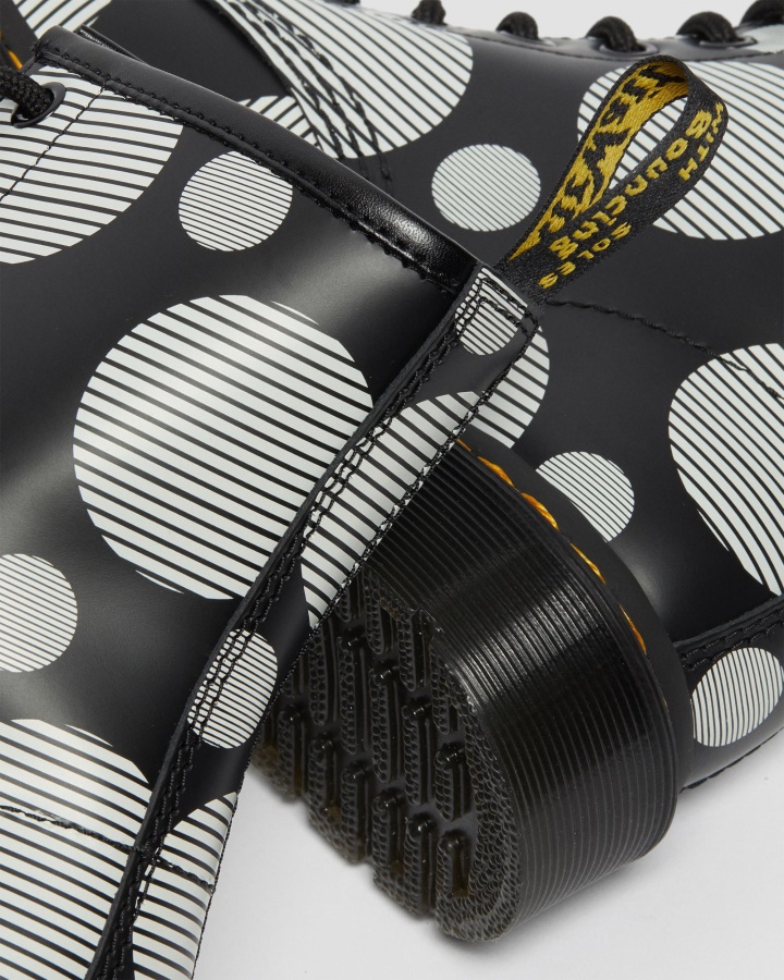 Cizme Negre Cu Buline Netede Dr.martens Romania 1460 De Dama Din Piele Neteda Cu Siret