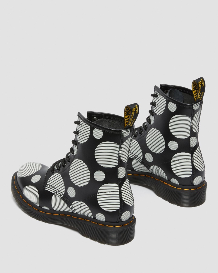 Cizme Negre Cu Buline Netede Dr.martens Romania 1460 De Dama Din Piele Neteda Cu Siret