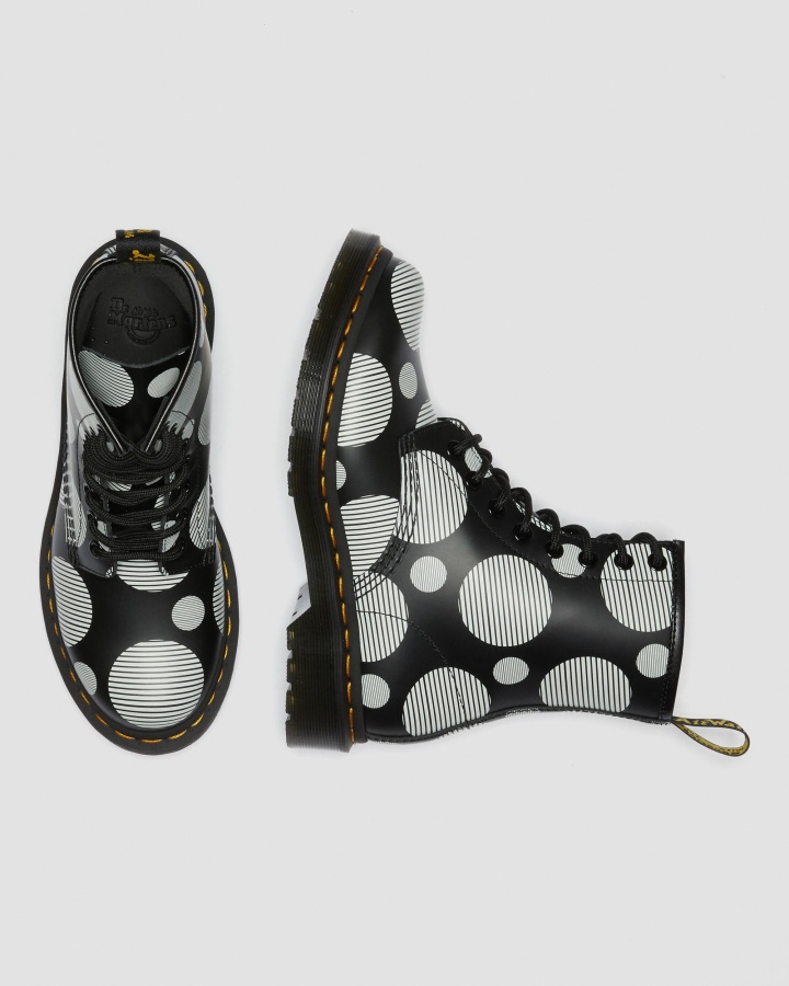 Cizme Negre Cu Buline Netede Dr.martens Romania 1460 De Dama Din Piele Neteda Cu Siret