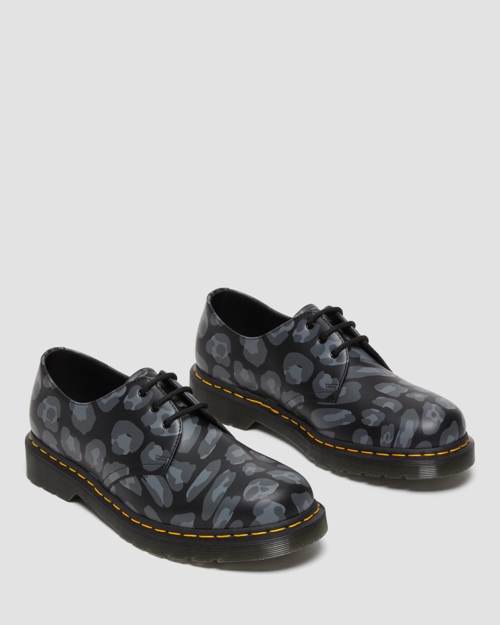 Dr.martens Romania Pantofi Oxford Cu Imprimeu Leopard Distorsionat 1461 Negru Leopard