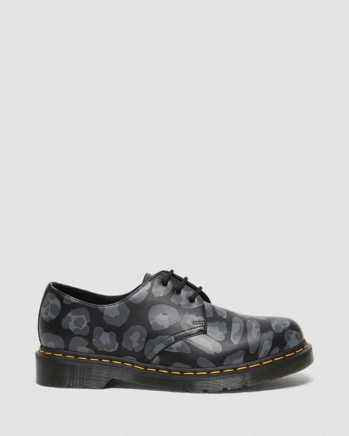Dr.martens Romania Pantofi Oxford Cu Imprimeu Leopard Distorsionat 1461 Negru Leopard