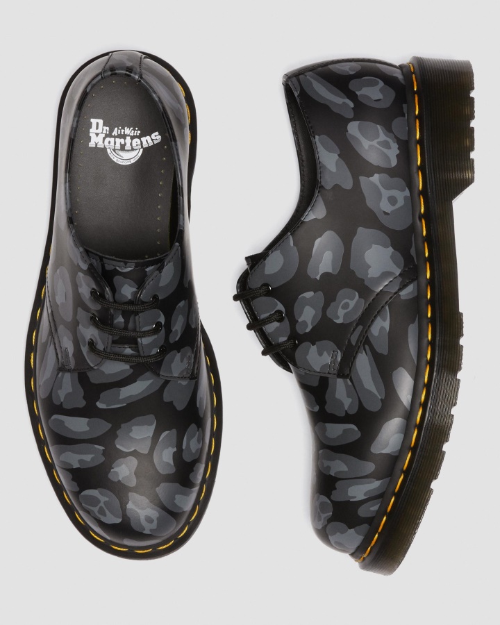 Dr.martens Romania Pantofi Oxford Cu Imprimeu Leopard Distorsionat 1461 Negru Leopard