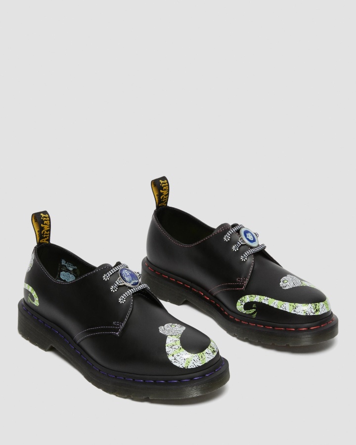 1461 Wb Beetlejuice Pantofi Oxford Din Piele Netedă Dr.martens Romania Piele Netedă Neagră