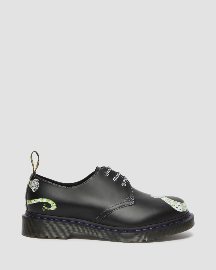 1461 Wb Beetlejuice Pantofi Oxford Din Piele Netedă Dr.martens Romania Piele Netedă Neagră