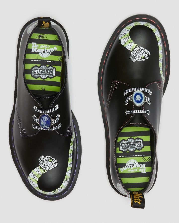 1461 Wb Beetlejuice Pantofi Oxford Din Piele Netedă Dr.martens Romania Piele Netedă Neagră