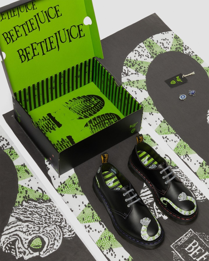 1461 Wb Beetlejuice Pantofi Oxford Din Piele Netedă Dr.martens Romania Piele Netedă Neagră