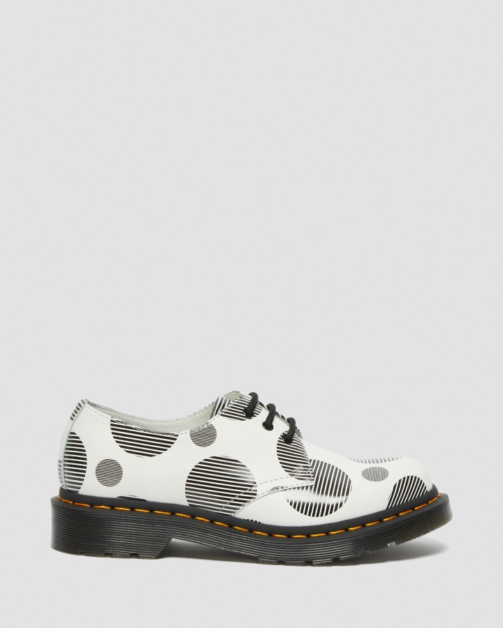 Dr.martens Romania Pantofi Oxford Din Piele Netedă Cu Buline Albe 1461 Pentru Femei