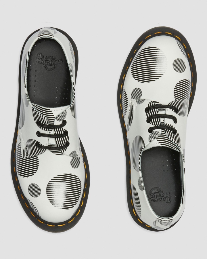 Dr.martens Romania Pantofi Oxford Din Piele Netedă Cu Buline Albe 1461 Pentru Femei