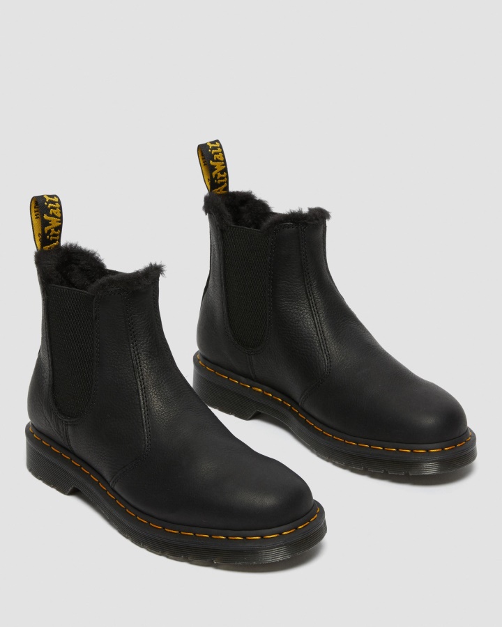 Cizme Chelsea Căptușite Cu Blană Artificială Dr.martens Romania 2976 Ambasador Negru