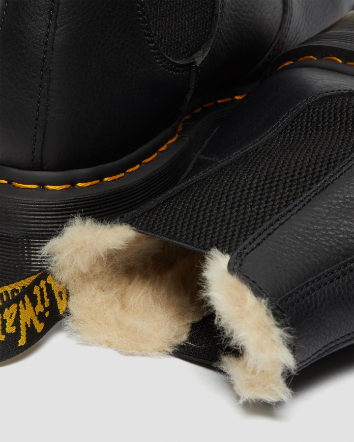 Cizme Chelsea Cu Platformă Dr.martens Romania Pisa 2976 Neagră Din Blană Artificială