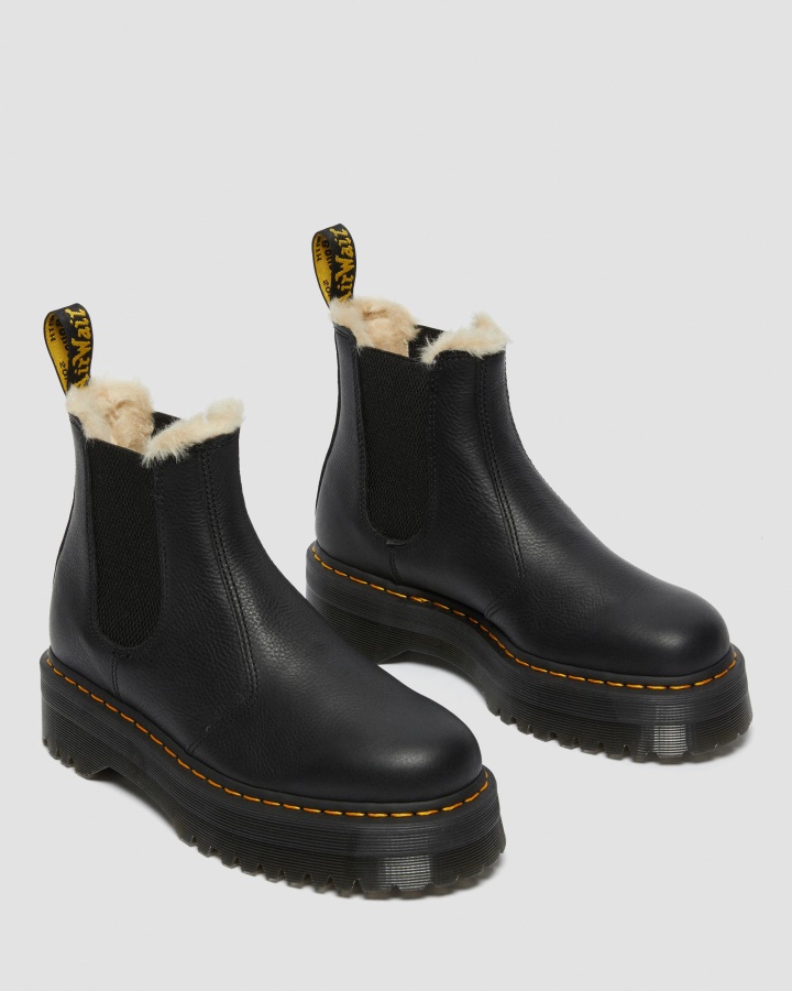 Cizme Chelsea Cu Platformă Dr.martens Romania Pisa 2976 Neagră Din Blană Artificială