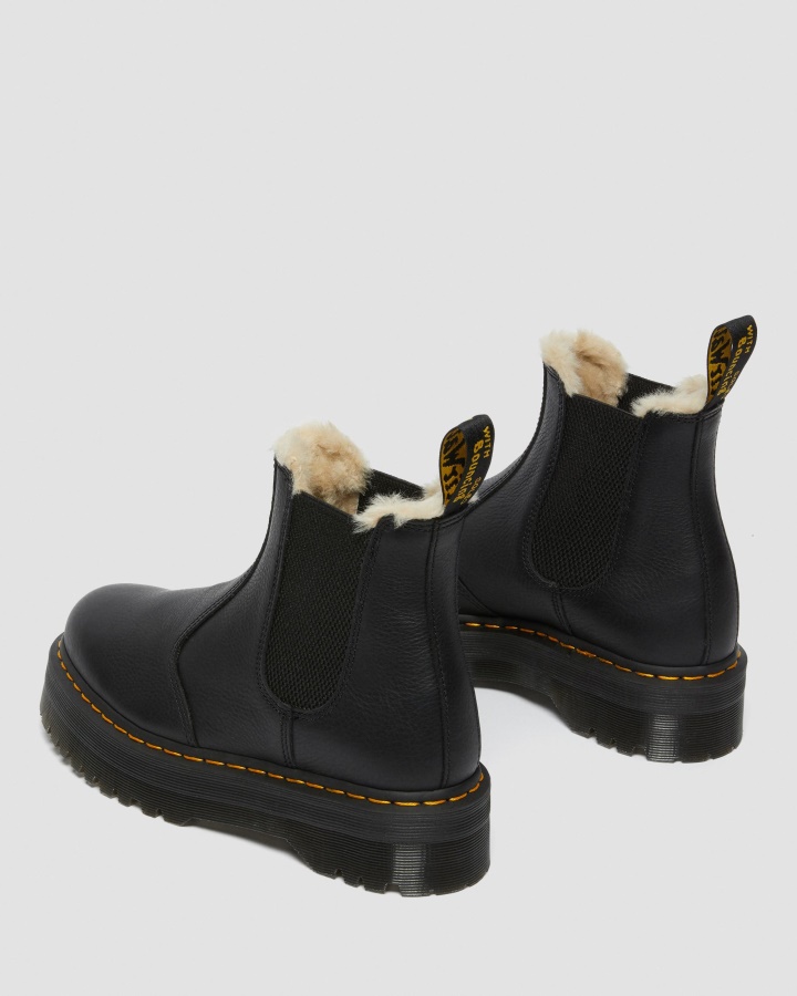 Cizme Chelsea Cu Platformă Dr.martens Romania Pisa 2976 Neagră Din Blană Artificială