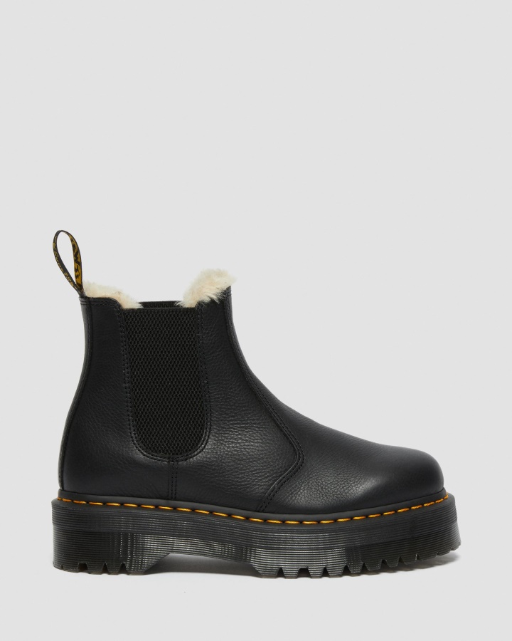 Cizme Chelsea Cu Platformă Dr.martens Romania Pisa 2976 Neagră Din Blană Artificială