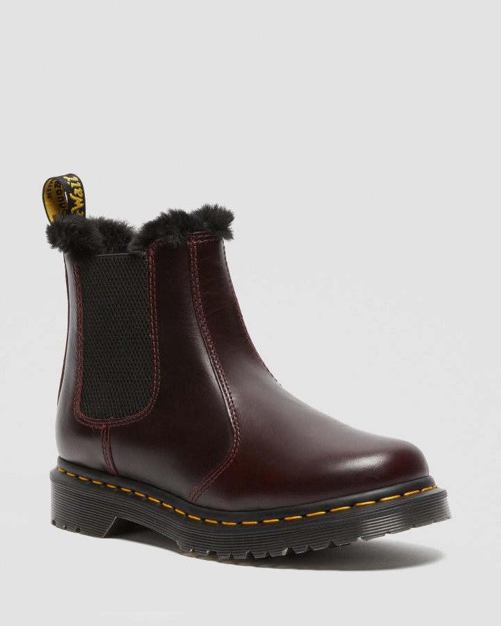 Cizme Chelsea Oxblood Atlas Dr.Martens Romania 2976 Leonore Faux Fur
