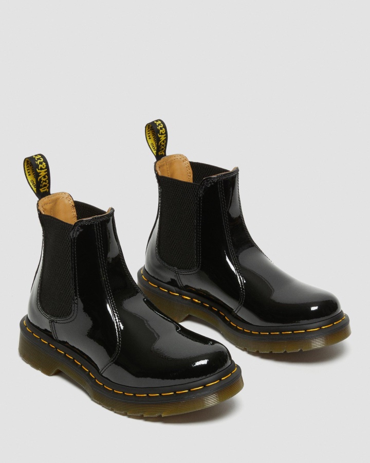 2976 Cizme Chelsea Damă Din Piele Lăcută Canada Dr.martens Romania Negru Lamă