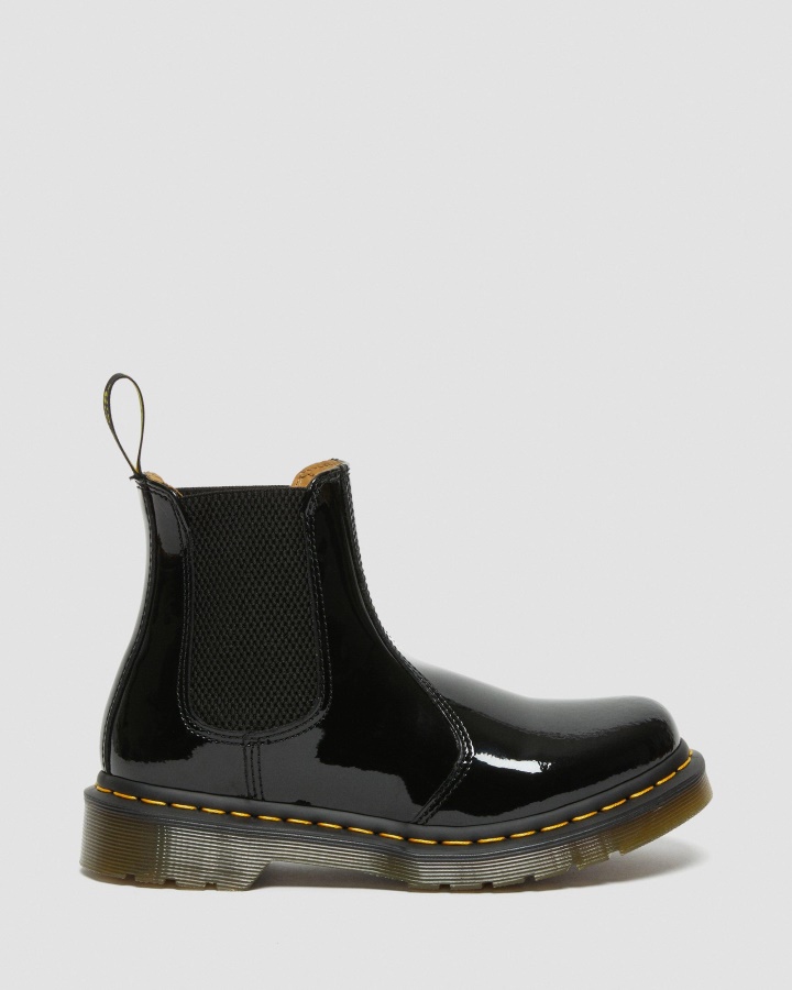 2976 Cizme Chelsea Damă Din Piele Lăcută Canada Dr.martens Romania Negru Lamă