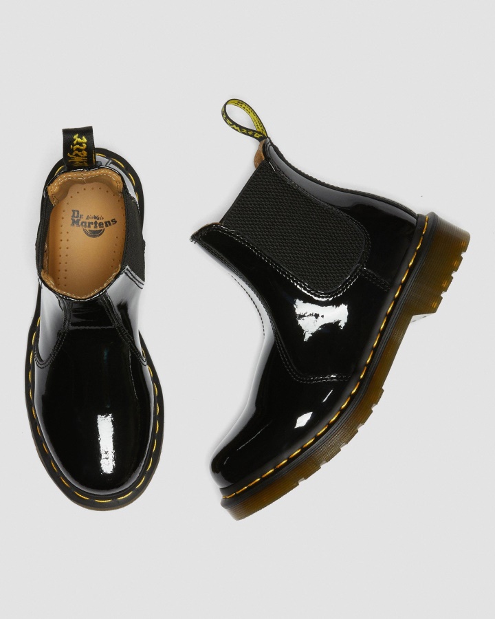 2976 Cizme Chelsea Damă Din Piele Lăcută Canada Dr.martens Romania Negru Lamă