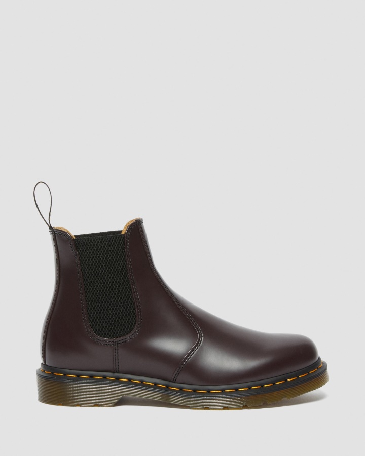 2976 Cizme Chelsea Din Piele Netedă Cu Cusătură Galbenă Visiniu Piele Netedă Dr.martens Romania